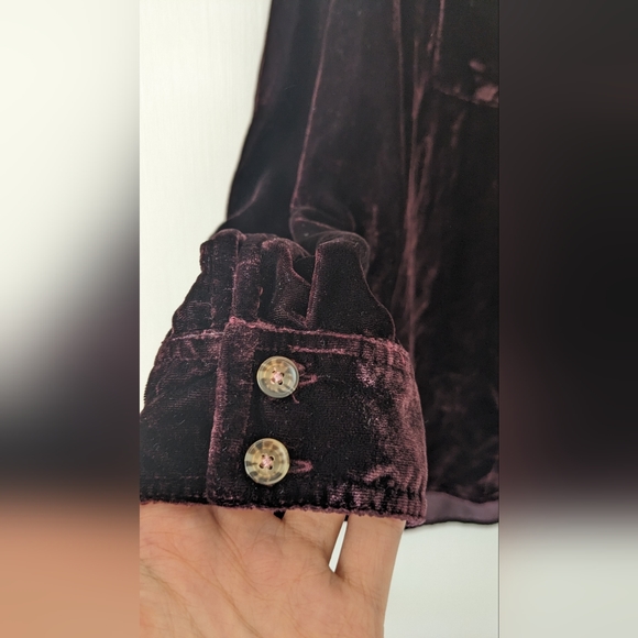 Anthropologie Maeve Velvet Shirt Purple Karina Button Down Size 2 - Picture 7 of 8